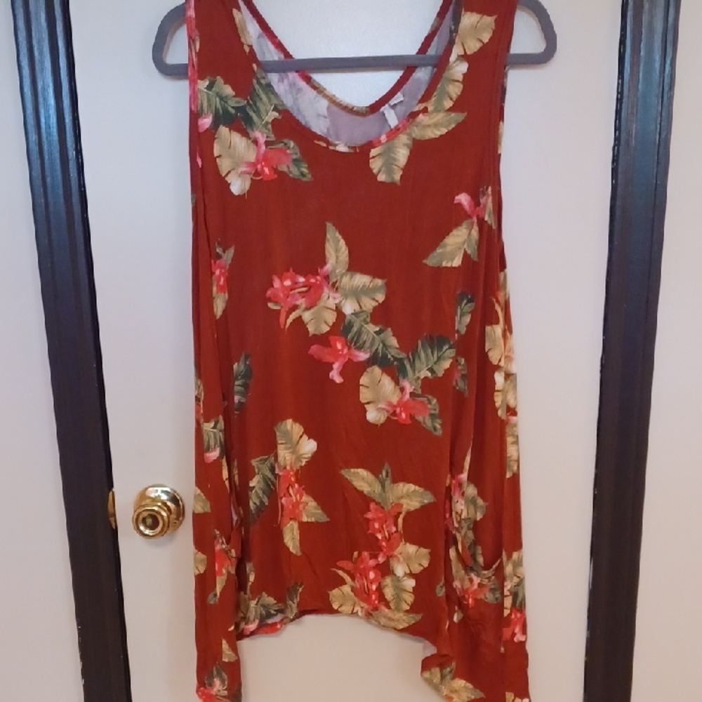 Cato Rust Colored Floral Tank Top
